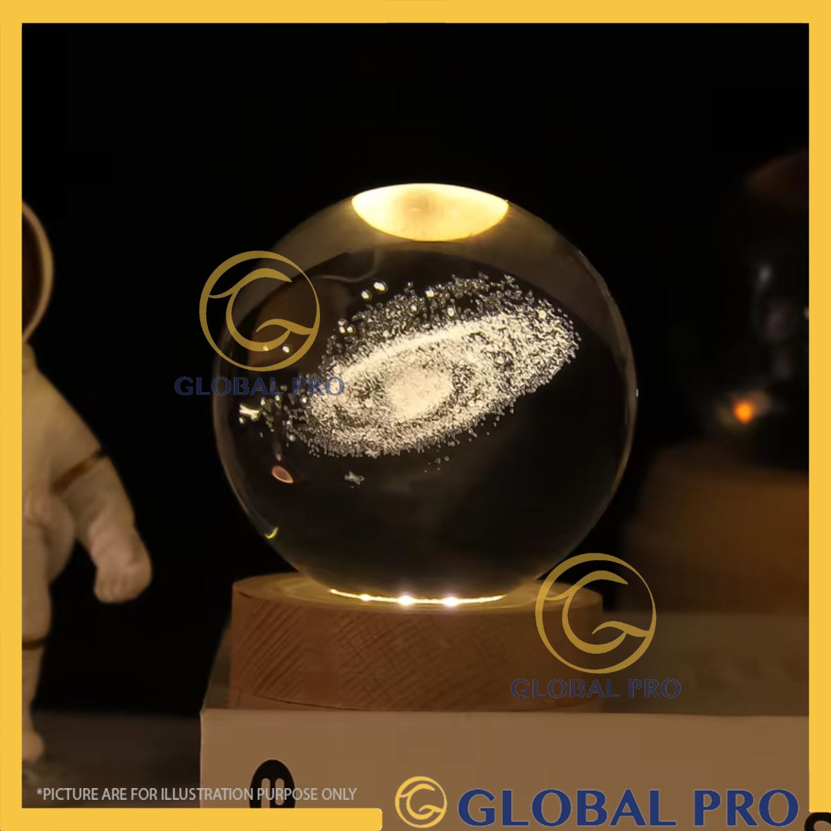 3D Crsytal Ball Night Light Warm White Night Light 3D Engraved Lampu Bola Kristal Lampu TIdur Lampu Decoration Light