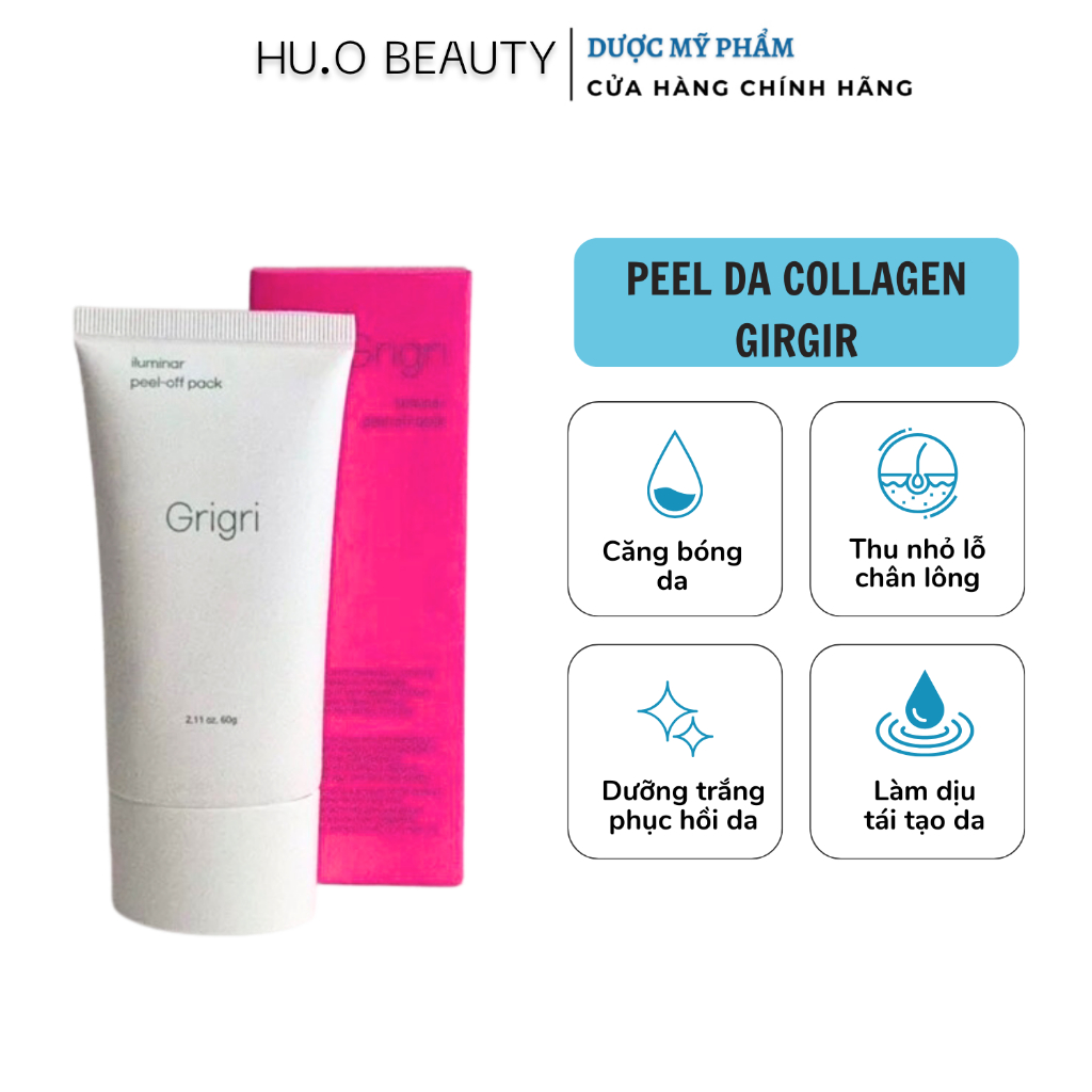 Peel da collagen Grigri iluminar Collagen Peel Off Pack 60g, Peel Căng Bóng Collagen Nano Real Colla