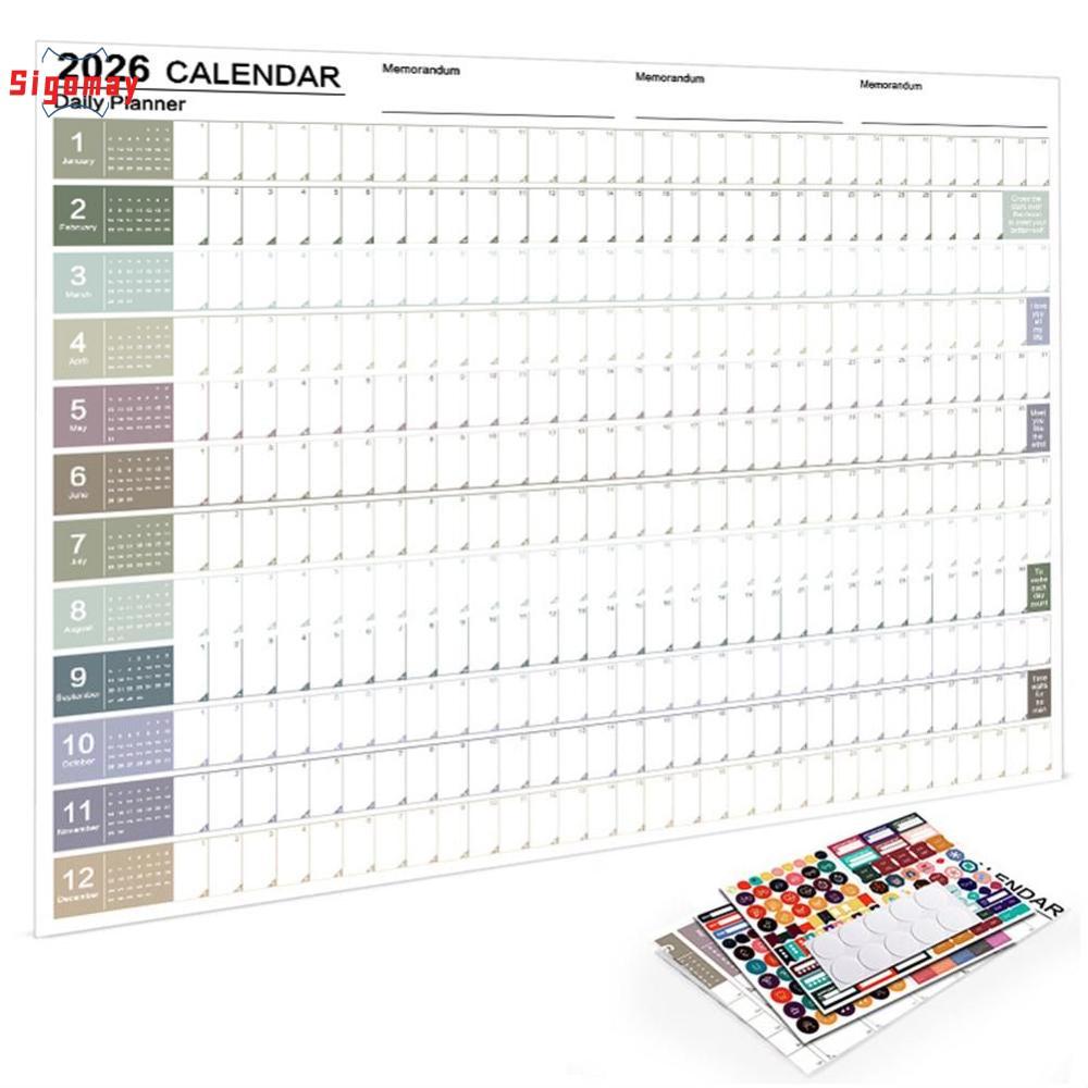 Sigomay 2026 New Yearly Daily Schedule Planner Sheet Calendar Wall 365 Day Plan Annual Hanging Planning Weekly Agenda Pad Month 12