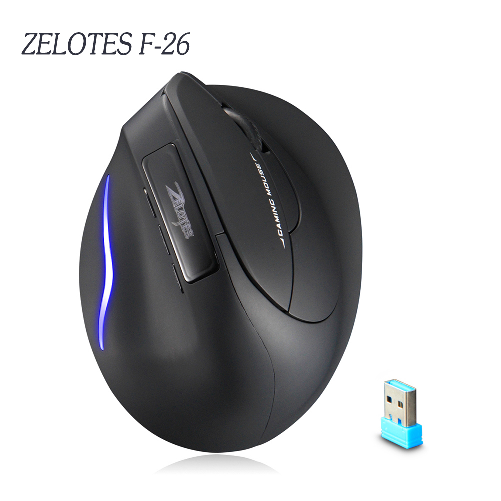 (Còn hàng) Chuột không dây Zelotes F26 Chuột chơi game 6 nút 2.4GHz 2400 DPI điều chỉnh tiện dụng cho máy tính Máy tính để bàn máy tính xách tay máy tính x