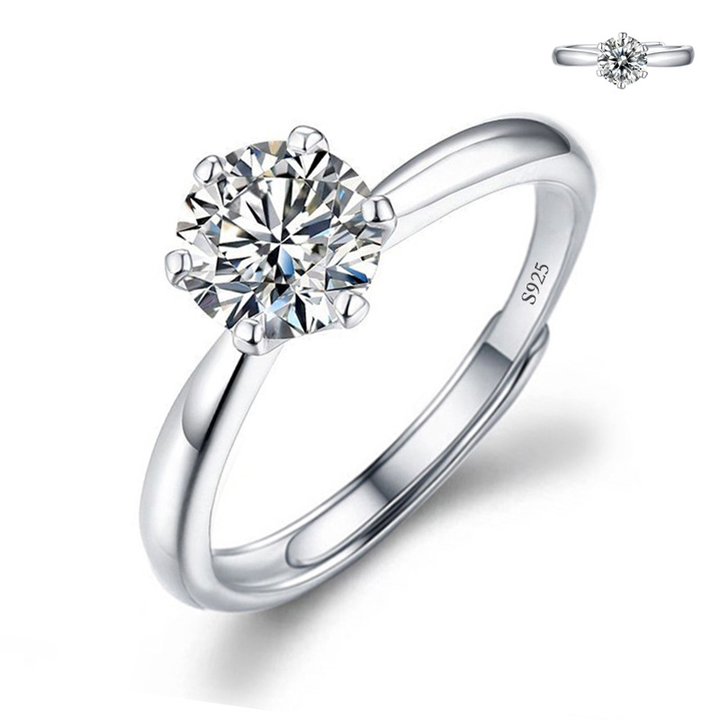 [JHY Store] COD Moissanite engagement Finger Nhẫn dát kim cương mở vòng cho phụ nữ 925 Bạc LỜI HỨA đám cưới có thể điều chỉnh nhẫn đồ trang sức mỹ