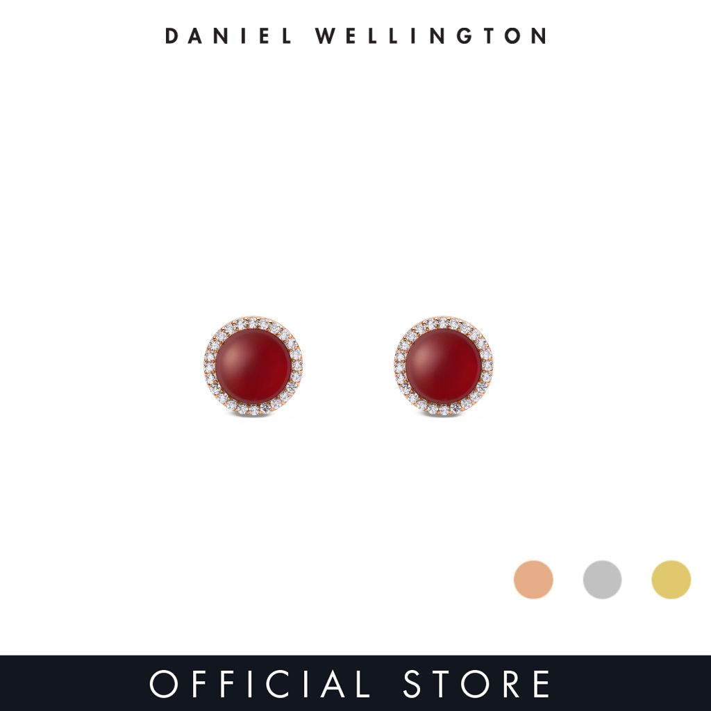 Daniel Wellington Audrey Earrings Red Agathe - Semi-Precious Stones Rose gold / Silver / Gold - Unisex Earrings for women and men stainless steel Earrings DW Official Authentic Original
