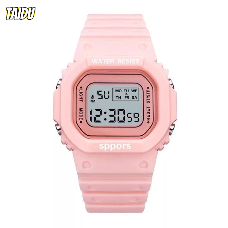 TAIDU Square Small Square Matcha Green Electronic Watch Male and Female Students Children Luminous Waterproof Sports Electronic Watch ราคา 22 บาท*ส่งฟรี