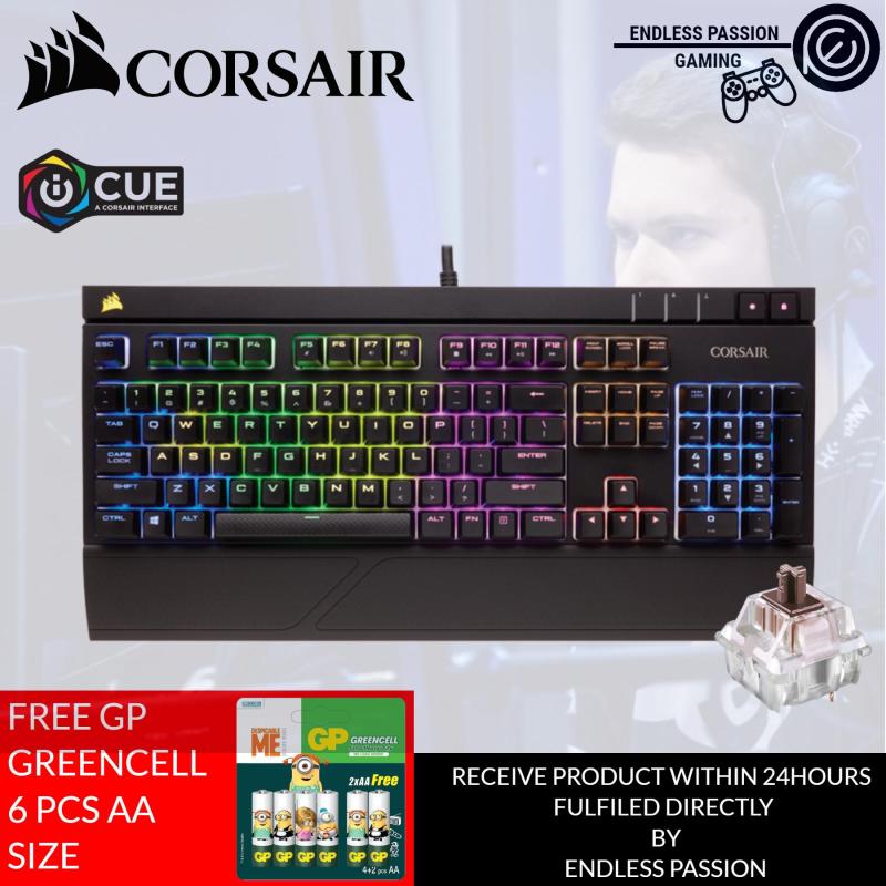 CORSAIR STRAFE RGB Mechanical Gaming Keyboard - USB Passthrough - Tactile and Quiet - Cherry MX Brown Switch - RGB LED Backlit Singapore