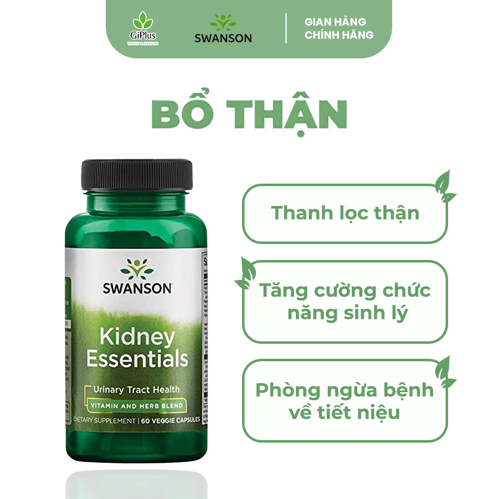 Viên Uống Bổ Thận, Hỗ Trợ Hệ Tiết Niệu Khỏe Mạnh Swanson Kidney Essentials (60 Viên/Lọ) | MPNTSHOP