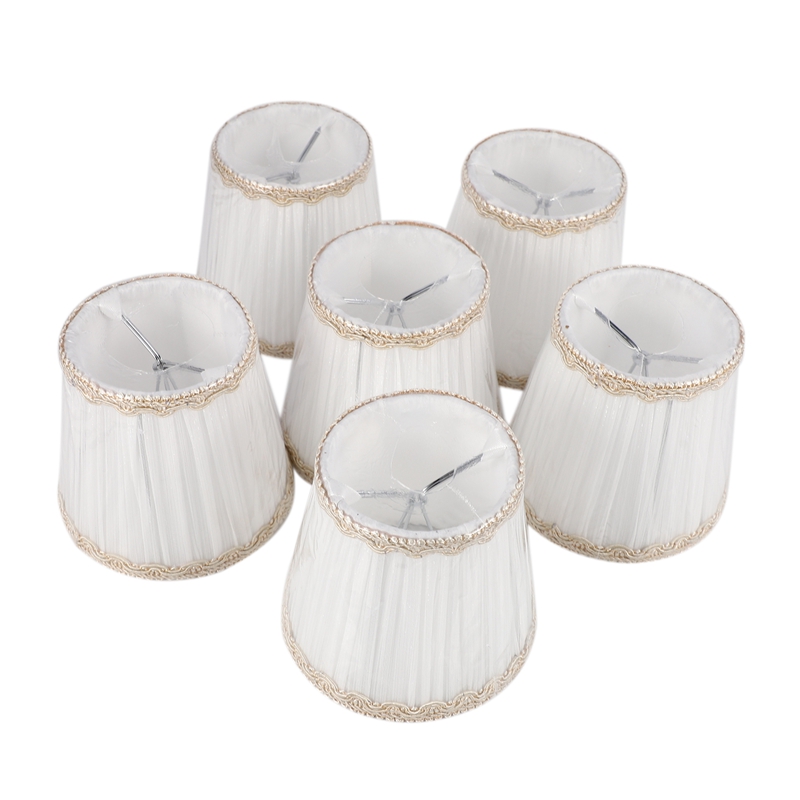 Chandelier Shades,ONLY for Candle Bulbs,Clip-On Fitter Lamp Shades,Set of 6, White