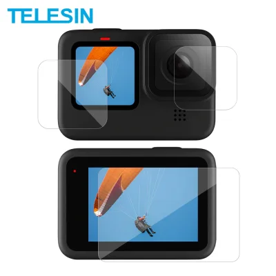 TELESIN 3 in 1 Tempered Glass Lens and Dual Screen Protector Film for GoPro HERO 10 9 BLACK