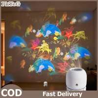 PkYeG LED Ocean Projector Light 360° Rotating Dynamic Night Light USB Powered Ambient Lamp Decorative Lighting For GameLiving Room
