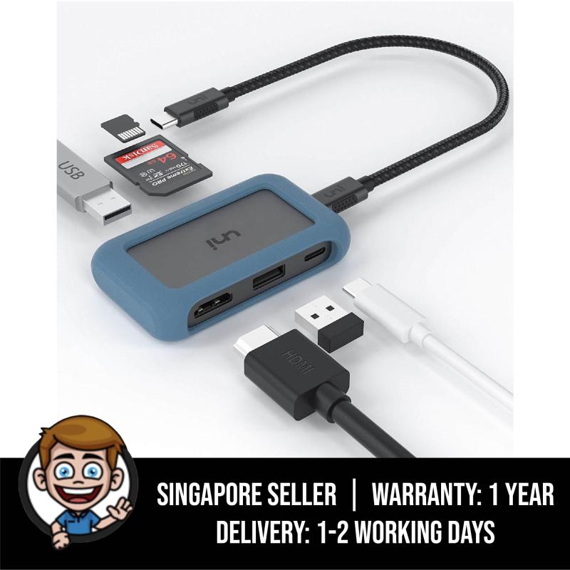 uni USB C Hub HDMI Adapter, 6-in-1 USB Type C hub w/USB C to HDMI Adapter, TF/SD Card Reader, 100W Powered, USB 3.0 w/ 8 Long Detachable Cable, Compatible for MacBook Pro2019, iPad Pro2018 and More
