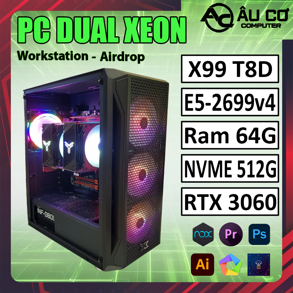 Xeon Pc - Workstation Pc - Gaming Pc Graphics Xeon System Specialized in Virtualization Render Virtualization E5 2699V4 Giá 18,756,030 Đồng*Miễn phí vận chuyển