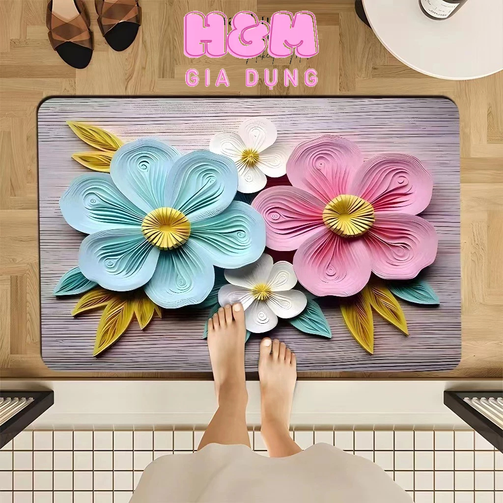 Thảm chùi chân 3D , Thảm bếp , thảm lau chân thấm nước tốt siêu đẹp hàng loại 1 kích thước 40cm x 60cm