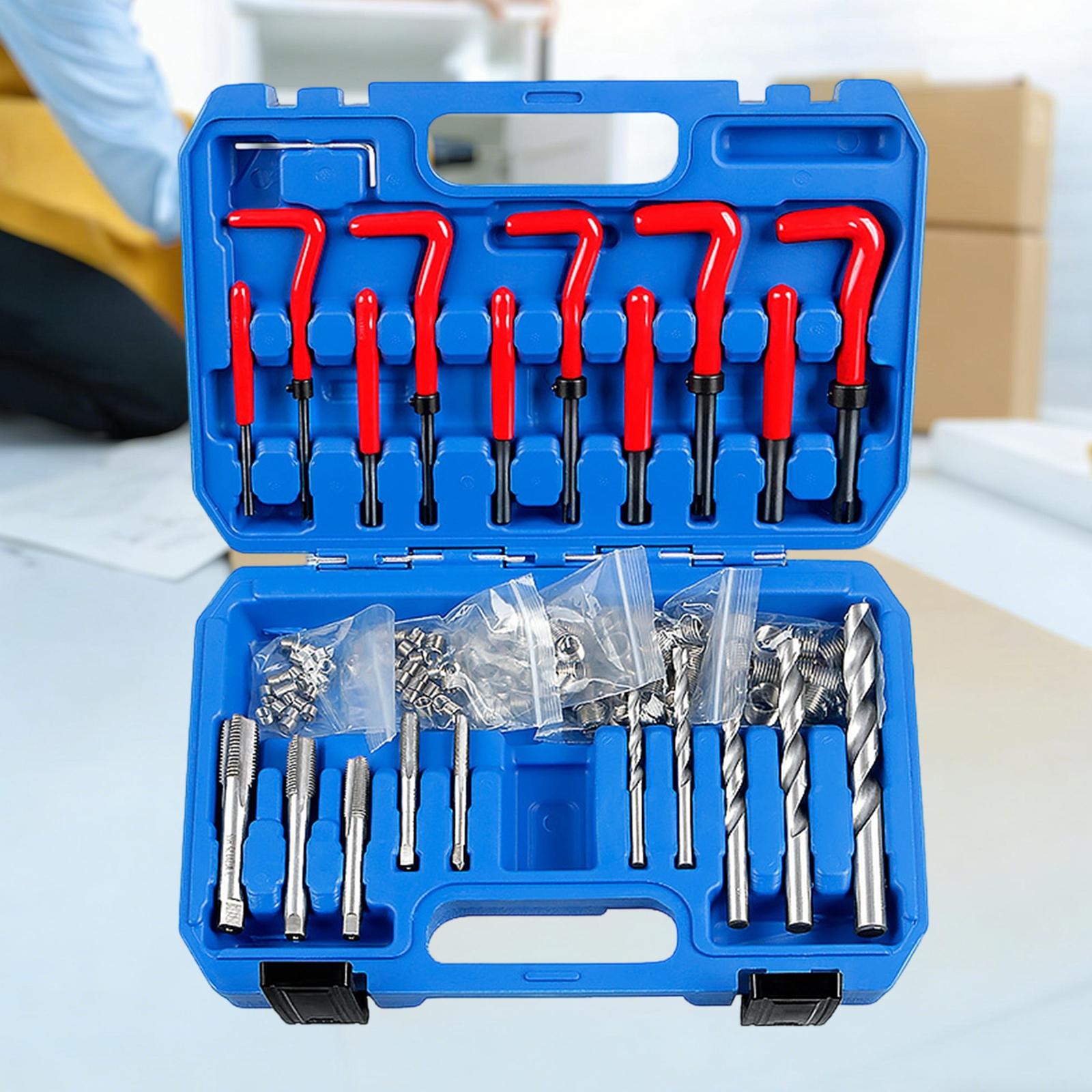 Dovewill 131 chiếc Phụ Kiện Bộ sửa chữa ren xoắn kèm hộp đựng đồ sửa chữa bảo trì hợp kim đa năng cho xe đạp ô tô