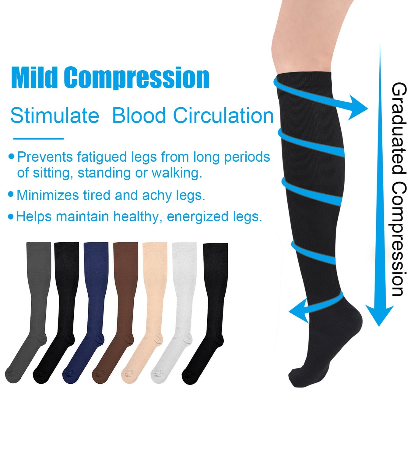 [Sock shop] Compression Socks Men Women Varicose Vein Knee High Leg Support Pregnant Edema Pain Relief Running Sports Stocking 20-30 MmHg