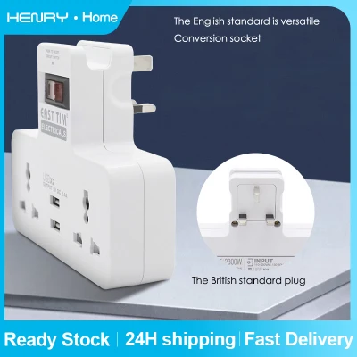 Wireless One-to-Two Converter Socket & 2USB Interface Universal UK Plug Travel Adapteres Independent Switch Extension Socket Wall Power Adapter Multi-purpose Power Conversion Plug