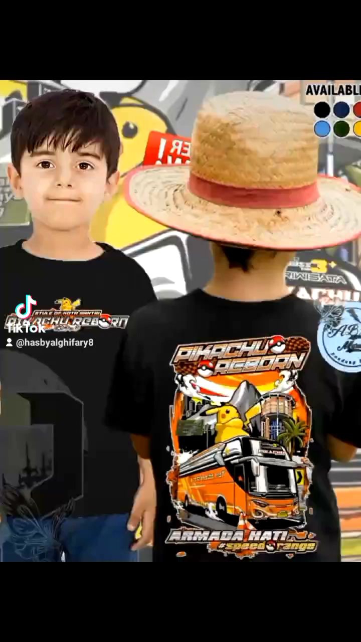 t-shirt baju kaos anak laki-laki/perempuan Untuk umur 2-13 tahun gambar Busmania Pikachu bahan polyester super bagus dan lembut Nyaman tersedia parian warna Abu Biru Hitam Kuning DLL.