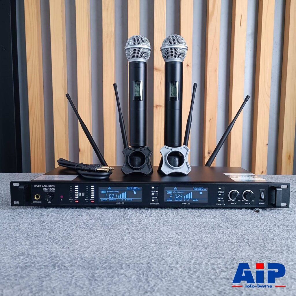 ไมโครโฟนบันทึกเสียง Microphone river acoustics (คลื่น A66) DM-1000 ความถี่ A66 ไมค์ลอยคู่ ไมค์ไร้สาย ไมค์ลอย มือถือคู่ DM 1000 DM1000 เอไอ-ไพศาล