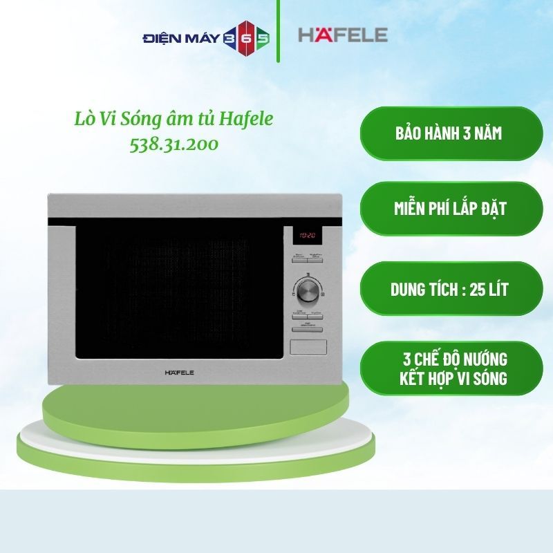 Hafele HM-B38D Lò Vi Sóng 538.31.200 25L – Inox cao cấp – Kính cách nhiệt – Điều khiển điện tử – Rã đông tiện lợi