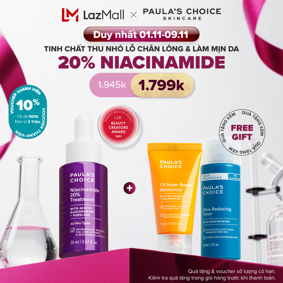 Tinh chất se khít lỗ chân lông Paulas Choice Clinical Niacinamide 20% Treatment 20ml 8030