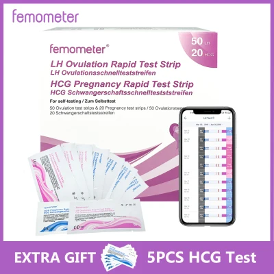 70PCS/set Femometer 50 Ovulation Test Strips + 20 Pregnancy Test Strips Combo kit Sensitive Fertility Predictor Early Pregnancy Testing Kits Convenient