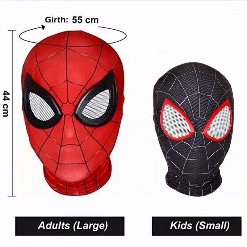 Mặt nạ siêu anh hùng dặm mặt nạ người nhện peter parker halloween trang phục hóa trang mặt nạ chất liệu vải thun người lớn và trẻ em