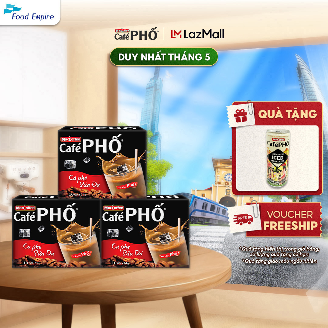 Combo 3 hộp Cà phê phố Sữa Đá - Maccoffee (hộp 10 gói x 24g)