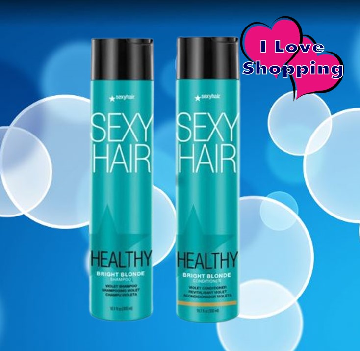 Sexyhair Bright Blonde Shampoo/Conditioner 300 ml (New Look) Shampoo, Hair Conditioner, Purple Pigment, Kills Orange, Red, Yellow, Dull Tones. ราคา 808 บาท*ส่งฟรี