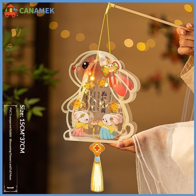 CANAMEK Trung thu Lễ hội LED thỏ đèn lồng dễ thương mô hình hoạt hình ánh sáng ấm áp cho kỳ nghỉ lễ kỷ niệm trẻ em Quà tặng trang trí nhà