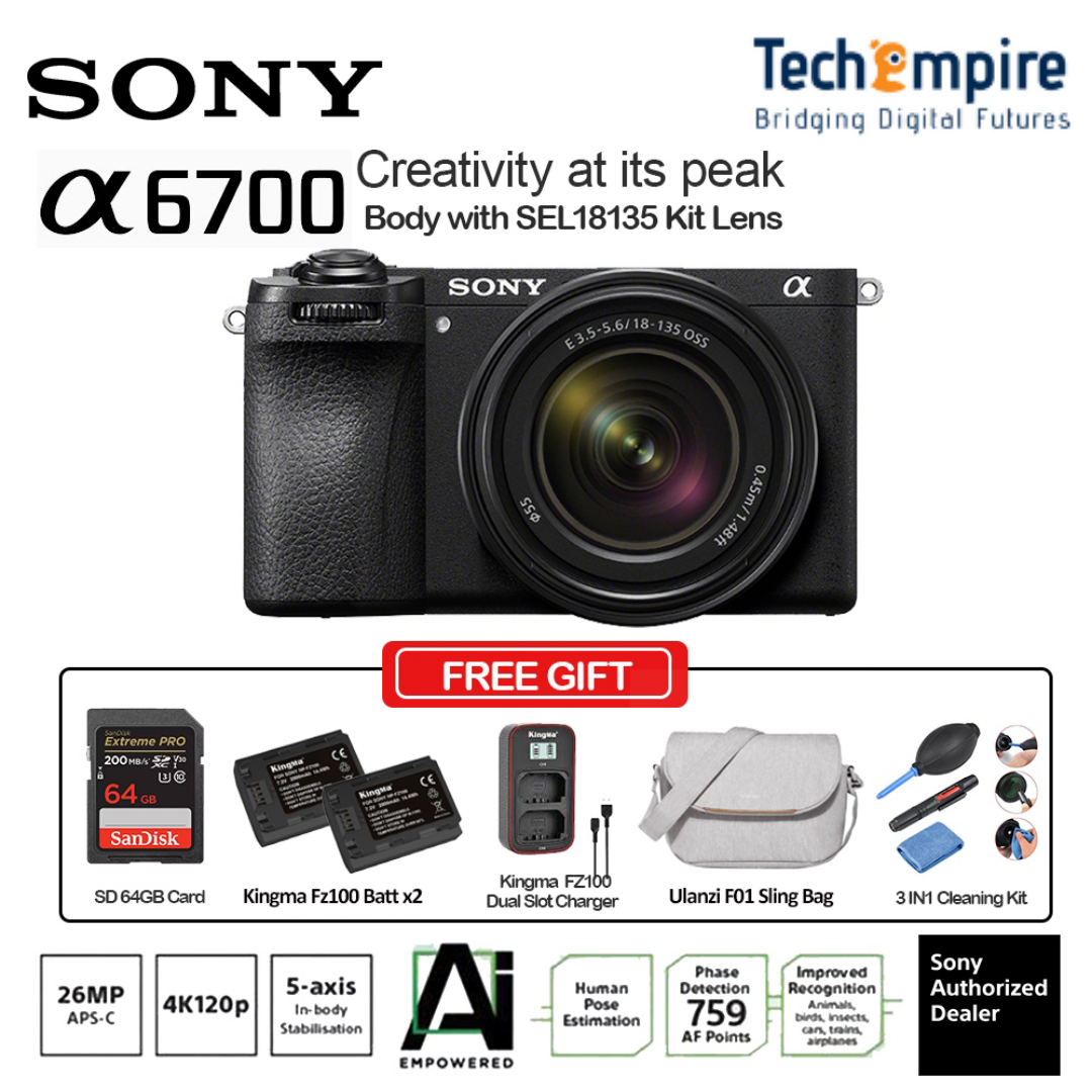 Sony A6700 / A6700 Mirrorless Digital Camera With Lens ( Body &amp; 16-50mm &amp; 18-135mm )