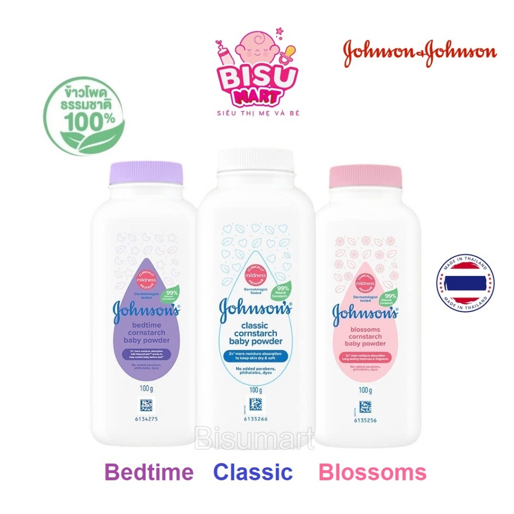 Phấn Cho Bé Johnson Baby Phấn thơm Màu Hồng Màu Tím Màu Trắng 50g 100g 200g 400g 500g
