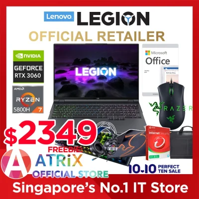【Free Raser|MS Office】 Lenovo LEGION 5 PRO 16ACH6H 82JQ008XSB | 16inch QHD 2560x1600 500nits 165Hz 100% sRGB | Ryzen 7 5800H | RTX 3060(130W) | 16GB RAM | 1TB SSD | RGB Keyboard | 3Yrs Lenovo Premium warranty