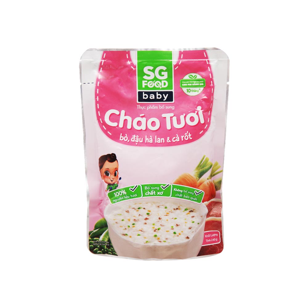 [Co.op Online] - Cháo tươi SG Food Baby bò, đậu Hà Lan và cà rốt gói 240g