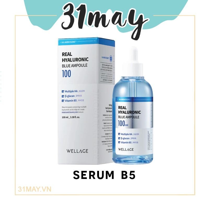 Serum Cấp Ẩm Phục Hồi Wellage Real Hyaluronic Blue Ampoule Hàn Quốc 75ml