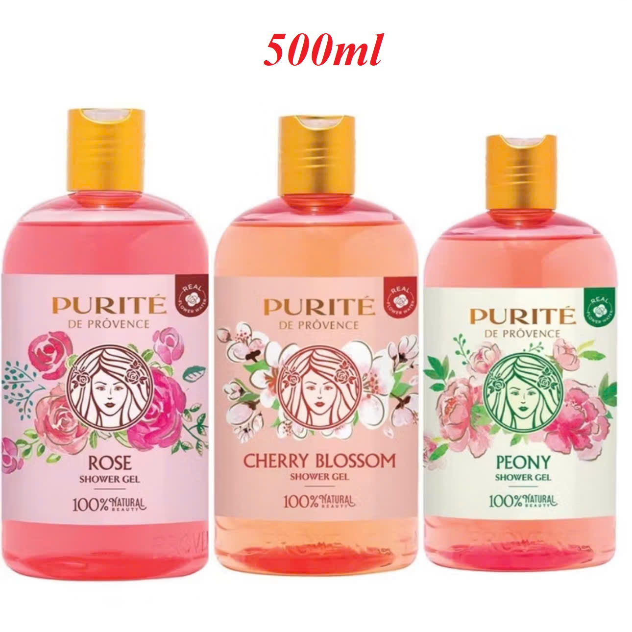 Sữa Tắm PURITÉ Sáng Mịn Hương Hoa Hồng 500ML