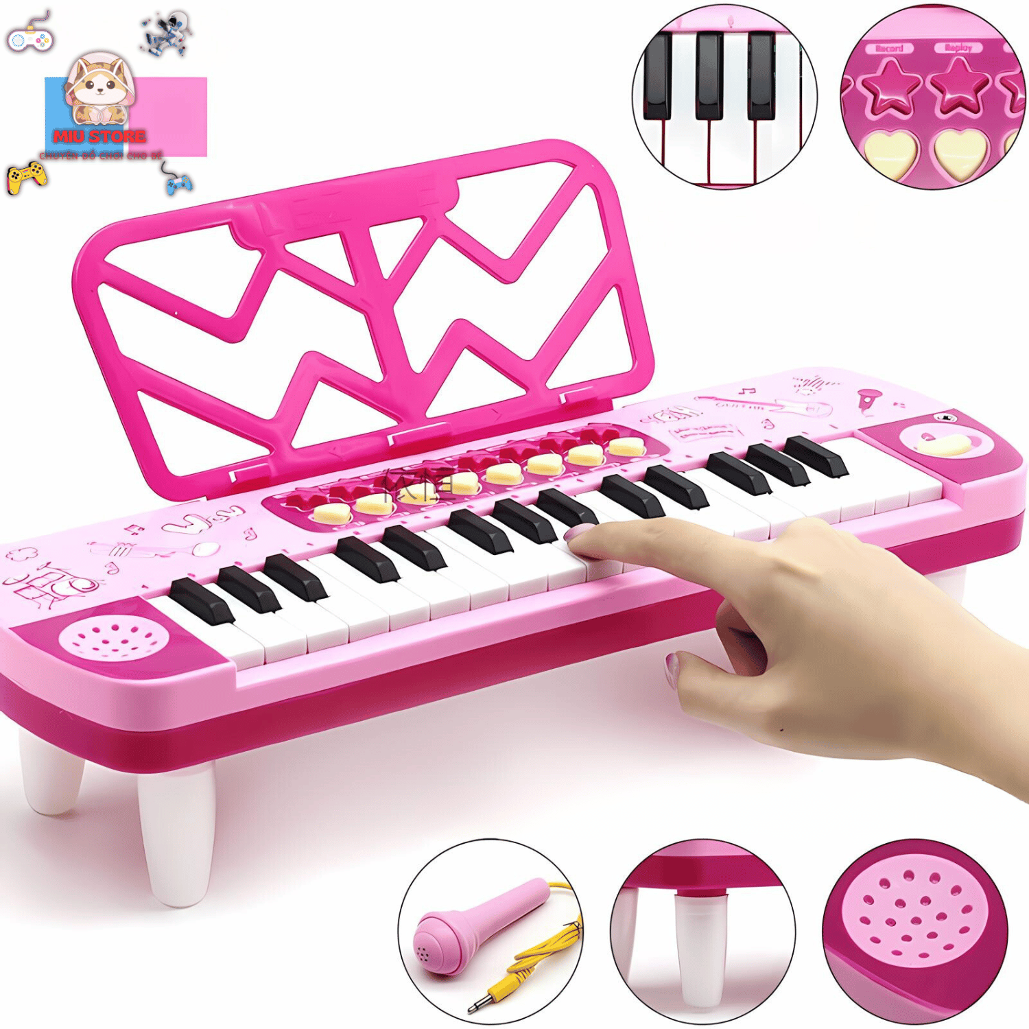 Đồ Chơi Đàn Piano Cho Bé Có Đèn Nhạc Và Micro Chuẩn Âm