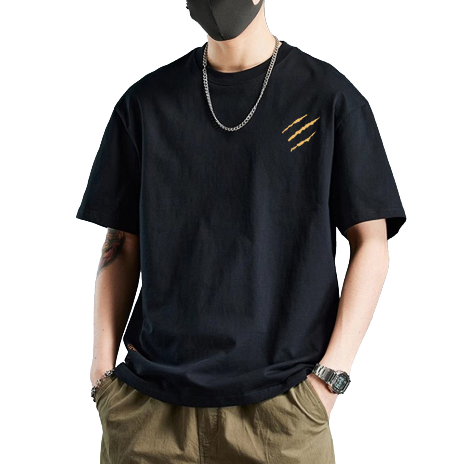 Edena Loose Fit Men T-shirt Men Summer T-shirt Men's Cotton Blend T-shirt Casual Solid Color Crew Neck Summer Tee Breathable Loose Fit Shirt for Daily Wear Beach Street Fashion