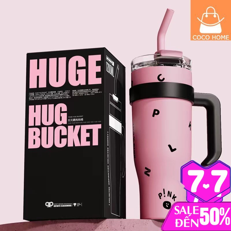 Cốc Giữ Nhiệt Blackpink 1200ml Cốc Uống Nước Giữ Nhiệt Có ống hút kèm nắp chống tràn Sự Kết Hợp Độc 