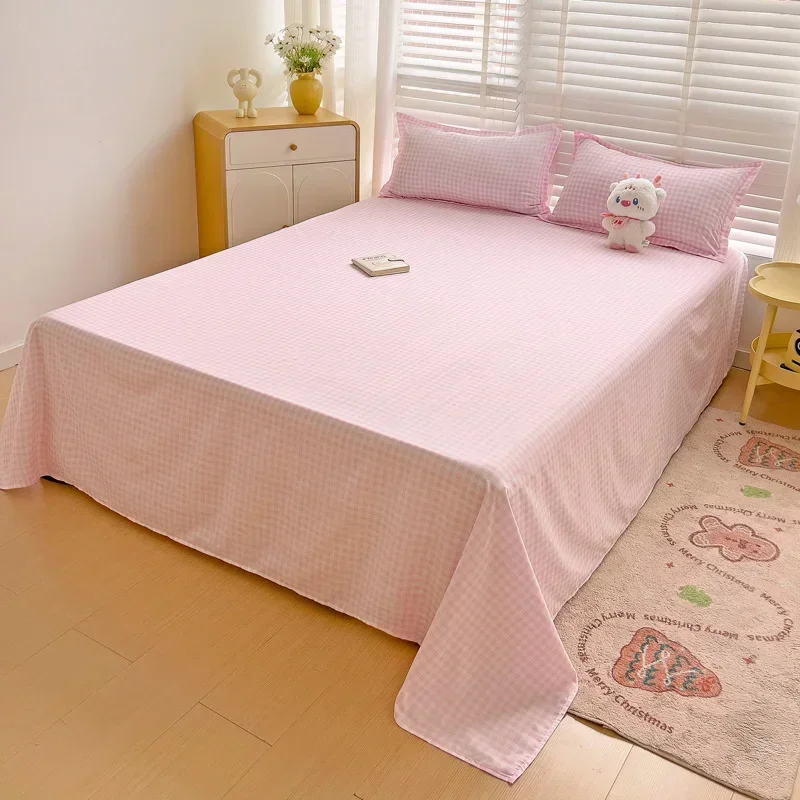 {fthyj} 1 Pc Bed Flat Sheet for Double Bed Plain Solid Color Top Sheets Single/Queen/King Flat Bedsheets Soft Home Bed Linen Sheets