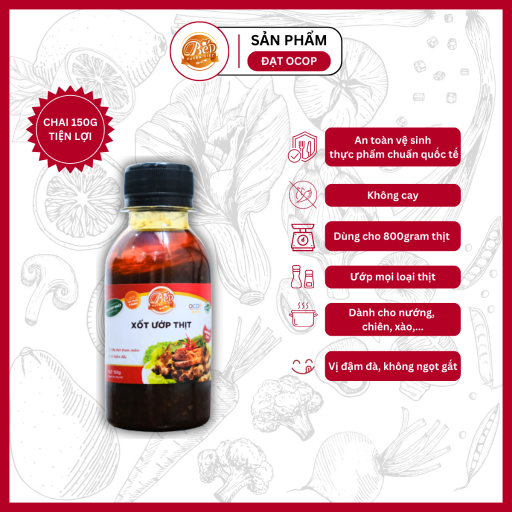 [HỎA TỐC] Sốt Ướp Thịt Nướng BBQ Bếp Xuyên Việt chai 150g, Nước Sốt Ướp Thịt, Hải Sản, Cơm Tấm dùng cho 1kg thịt