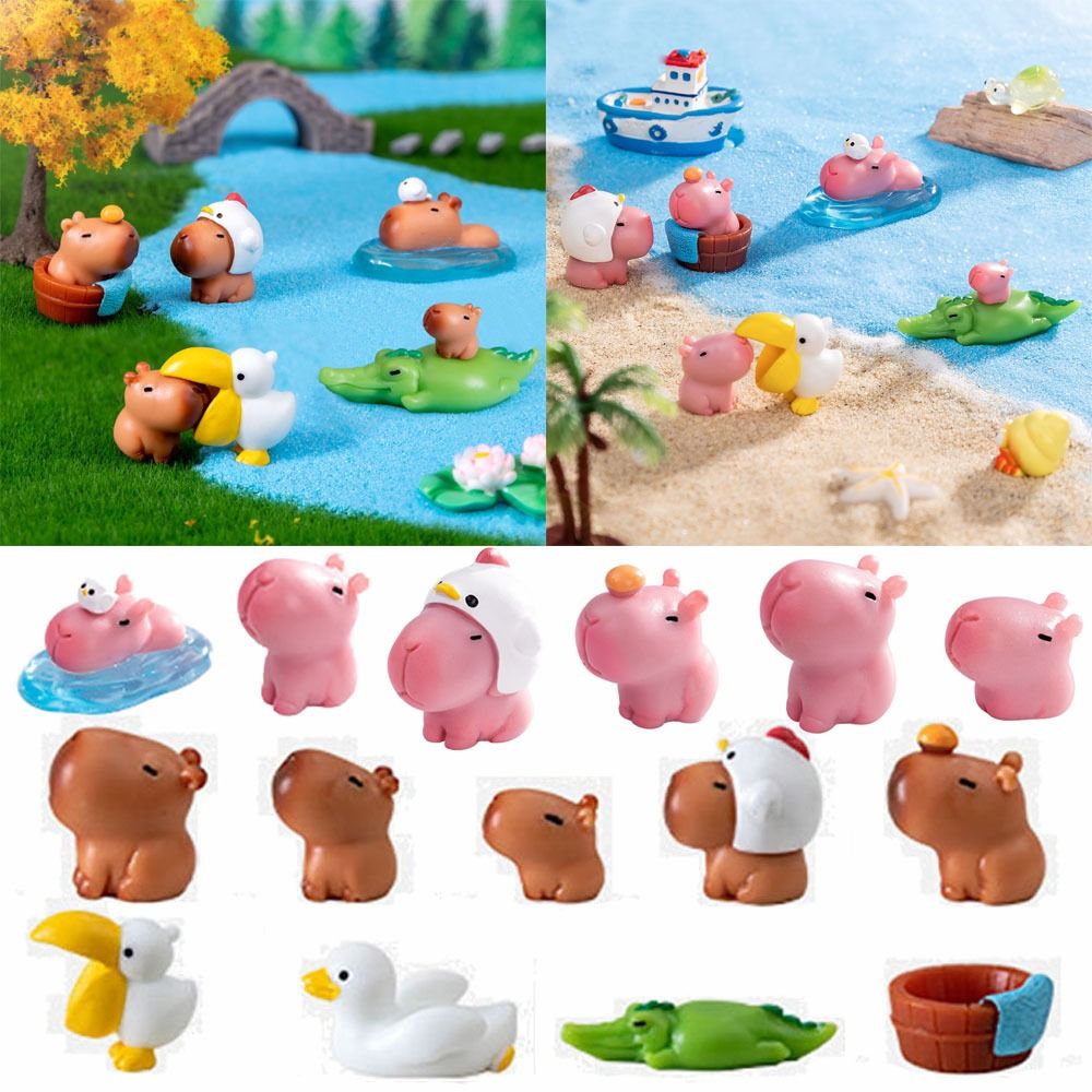 YKM4298 Nhựa Tượng capybara hoạt hình Tự làm Màu hồng Tượng nhỏ capybara thu nhỏ Đồ chơi Tiểu cảnh Bức tượng động vật nhỏ Lễ hội tiệc tùng