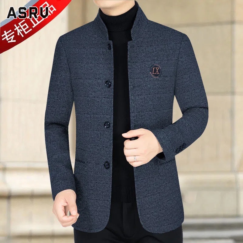 ASRV áo khoác mùa đông áo khoác nam mới ra áo khoác gió áo ấm mùa đông quần Áo khoác nam Áo khoác len mới cho mùa đông trung niên và người cao tuổi hàng đầu Kinh Doanh trang phục bố dày