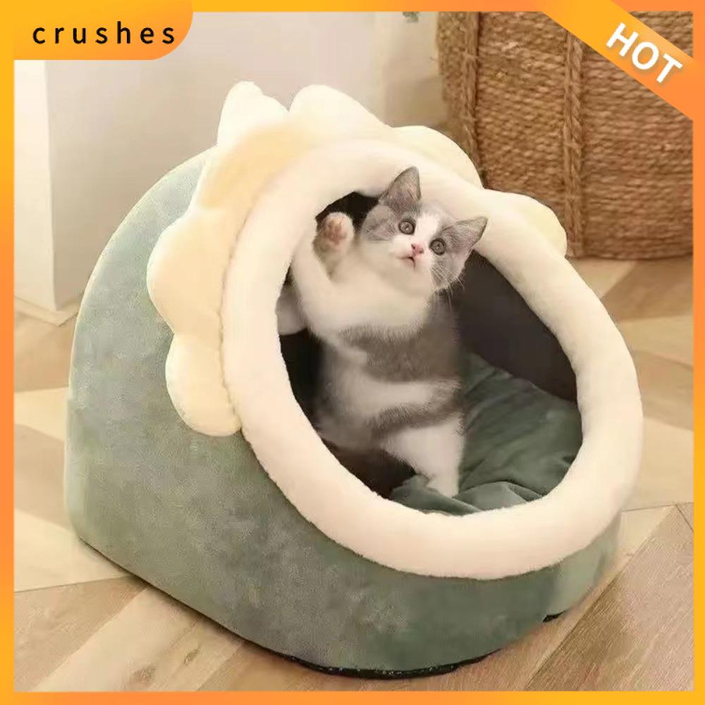  CRUSHES Đệm Giường ngủ cho mèo Vòm bán kín Cũi Ổ cho chó Mềm Có thể giặt Lều nhà động vật nhỏ Đồ dùng cho thú cưng 