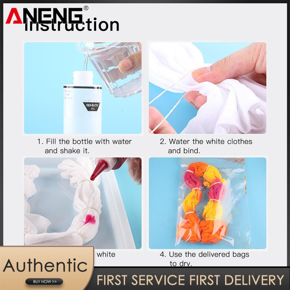 ANENG 5 Colors DIY Tie Dye Kits Fabric Dye Set Fabric Paint 120ml/bottle with Rubber Bands Gloves Self-Sealing Bag Apron for Kids Adults (Color Random Deliver)