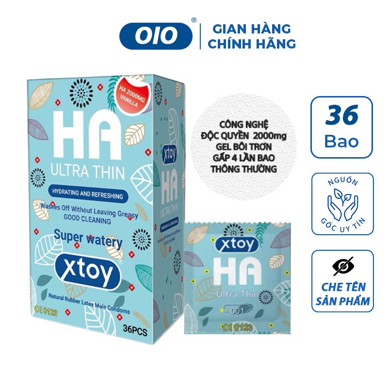  Bao cao su 001 XTOY HA hộp 36 chiếc siêu mỏng 0.01mm nhiều gel kéo dài thời gian quan hệ 