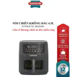 NỒI CHIÊN KHÔNG DẦU 6.5L SUNHOUSE SHD4080,  8 chế độ nấu cảm ứng cài đặt sẵn, Cửa sổ khoang chiên & đèn chiếu sáng