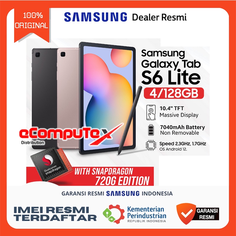 SAMSUNG GALAXY TAB S6 LITE 4/128GB ORIGINAL - GARANSI RESMI Harga 5,999,000 rupiah*Gratis Ongkir