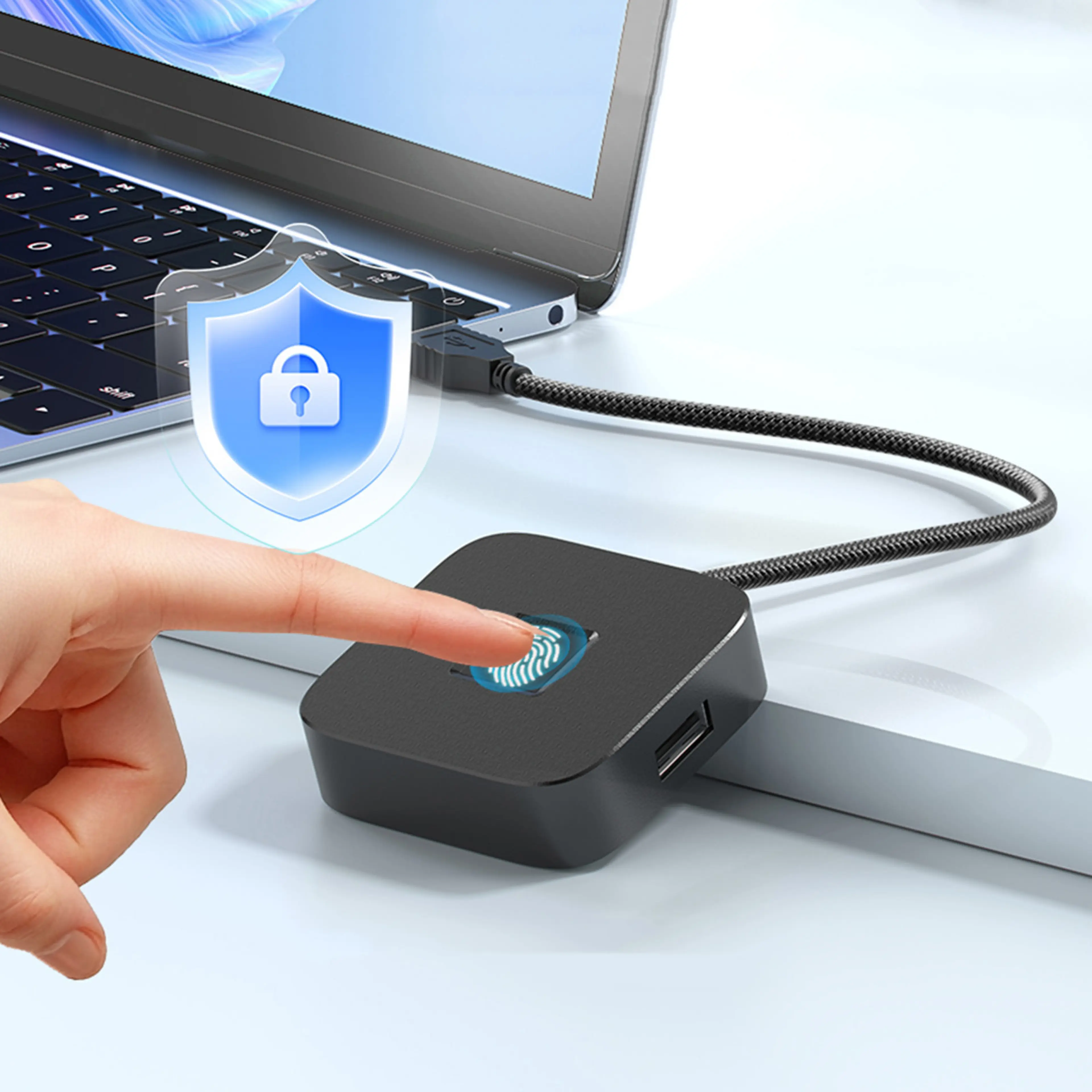 For Windows Hello Fingerprint Reader with USB Hub Portable USB Fingerprint Logger Biometric Fingerprint Login Reader for Windows 10/11