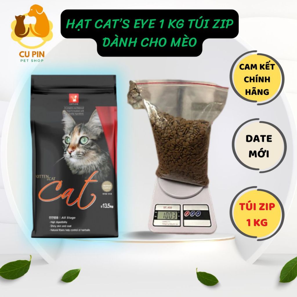 Thức ăn hạt CATSEYE 500gr - 1kg (túi zip), CATEYES 1KG, CATEYE cho mèo mọi lứa tuổi