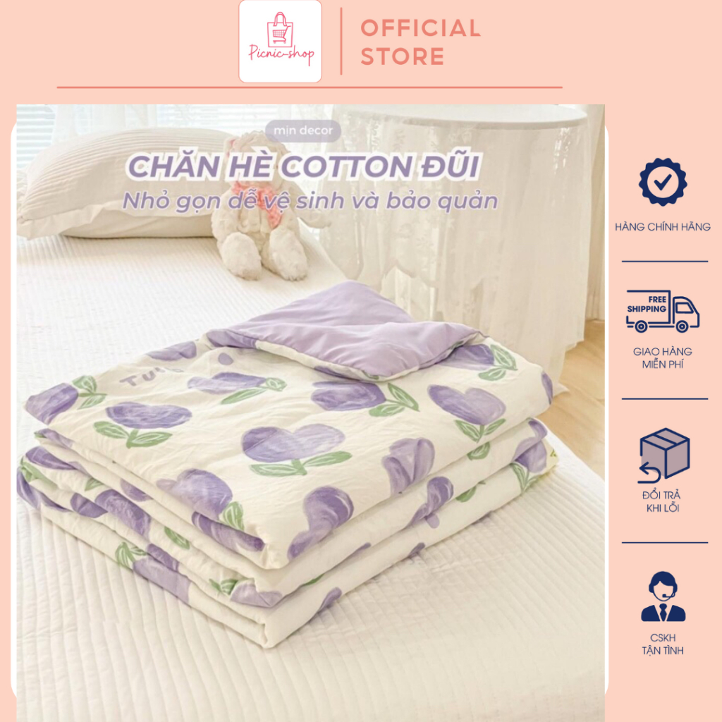 Chăn cotton đũi trần bông hàn quốc,chăn đũi mát lành hot hit 2023- kt 2mx2m3