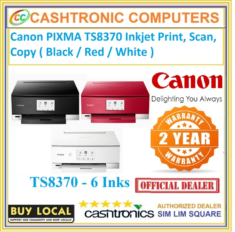 Canon PIXMA TS8370 Inkjet Print, Scan, Copy ( Black / Red / White ) Singapore