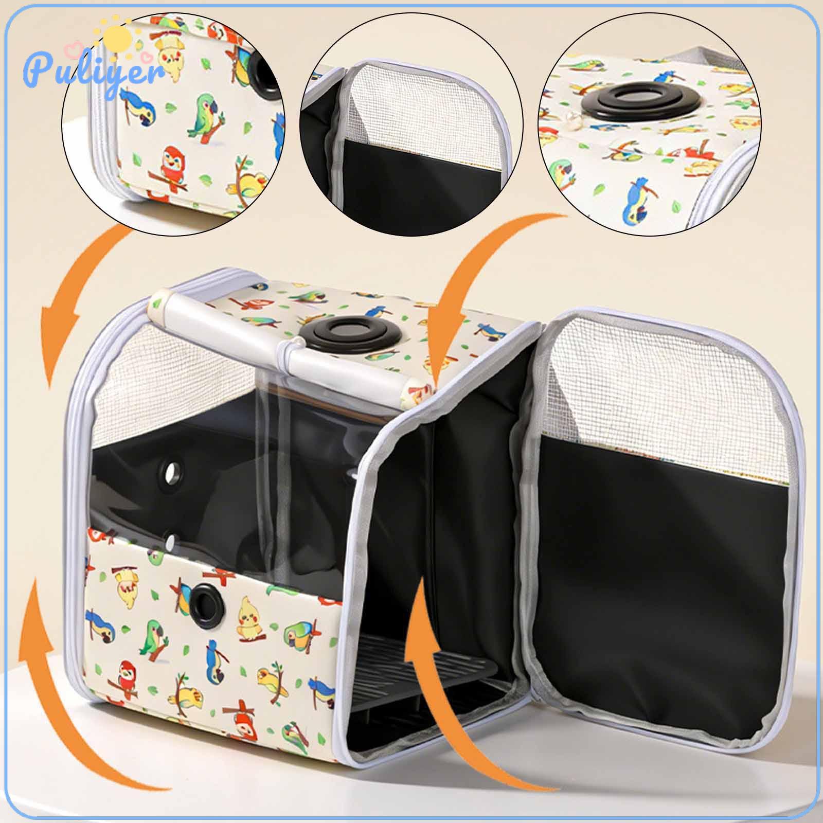รูปสินค้า Bird Carrier Bag Comfortable with Thermometer Hygrometer Travel Cage Side Pocket for Conures Small Animals Canary Cockat